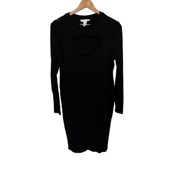 H&M Mama Black Ribbed Long Sleeve Large Dress - Picture 1 of 5